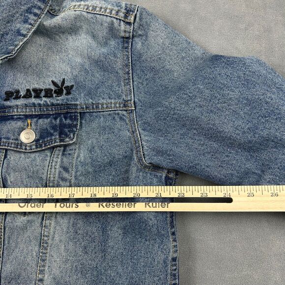 Playboy for Pacsun Jacket Mens Large Denim Posse Denim Jean Button Up Trucker - Picture 9 of 10